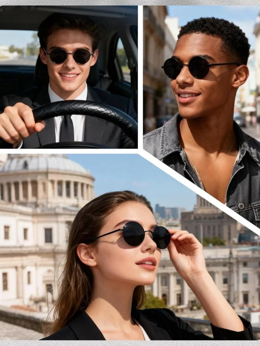 3 Pack Sunglasses Set - Retro Round, Aviator & Classic Styles, Polarized UV400